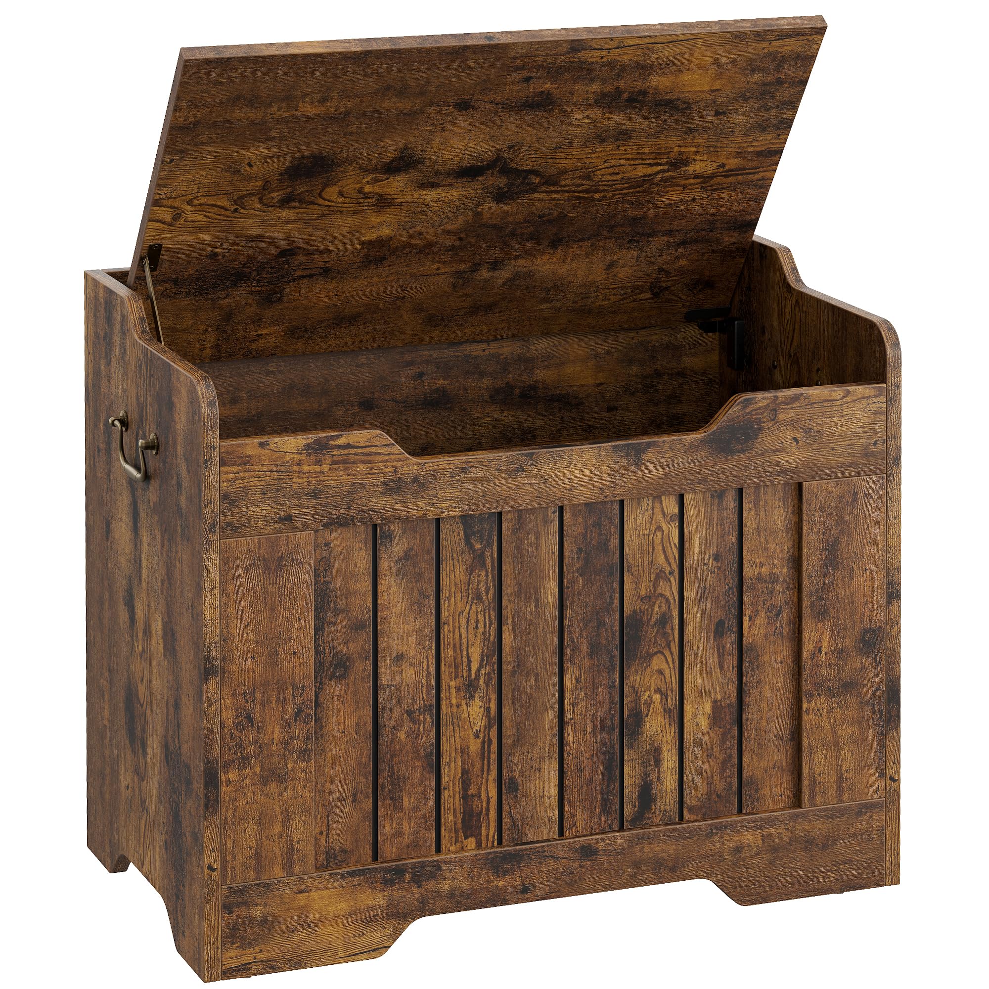 Garvee Storage Chest, Wooden Storage Bench with Safety Hinge, Flip Top Blanket Chest Trunks, Supports 350 Lb, for Entryway, Living Room, Bedroom (