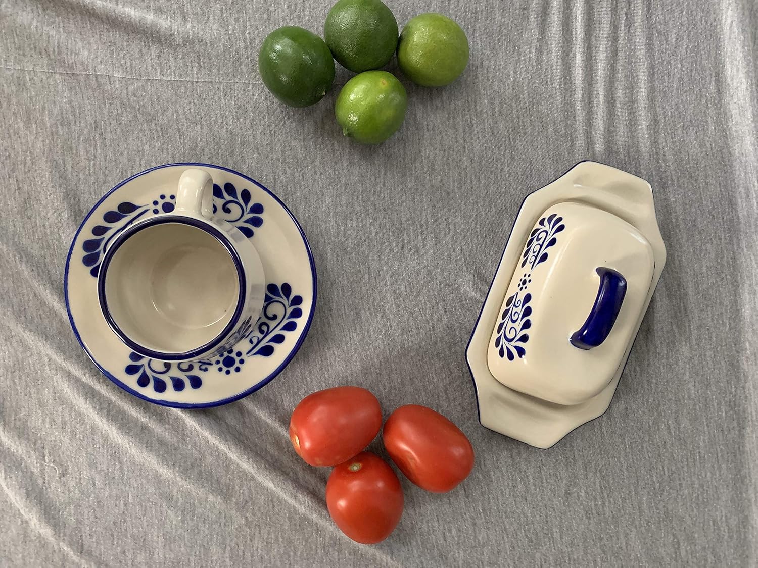 Ceramic Butter Dish with Handle Authentic Mexican Mantequillero for Countertop Decor or