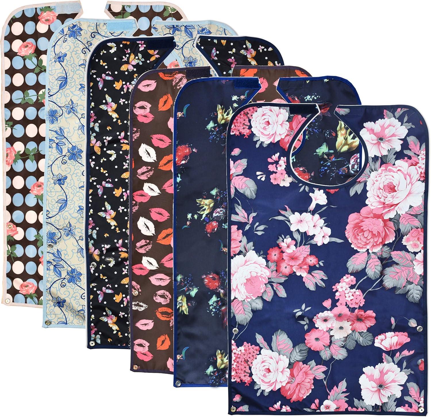 🔥 Cashback up to 70% 6 Pack Adult Bibs with Crumb Catcher - Waterproof and Reusable Clothing Protectors for Elderly Women