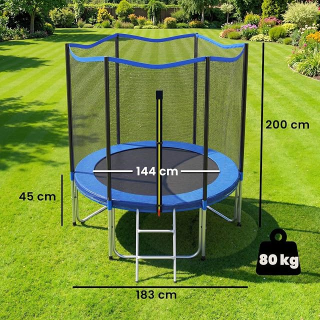 Foto 7 de 8 de SPORTNOW Cama Elástica para Exterior Ø183 cm con Red de Seguridad