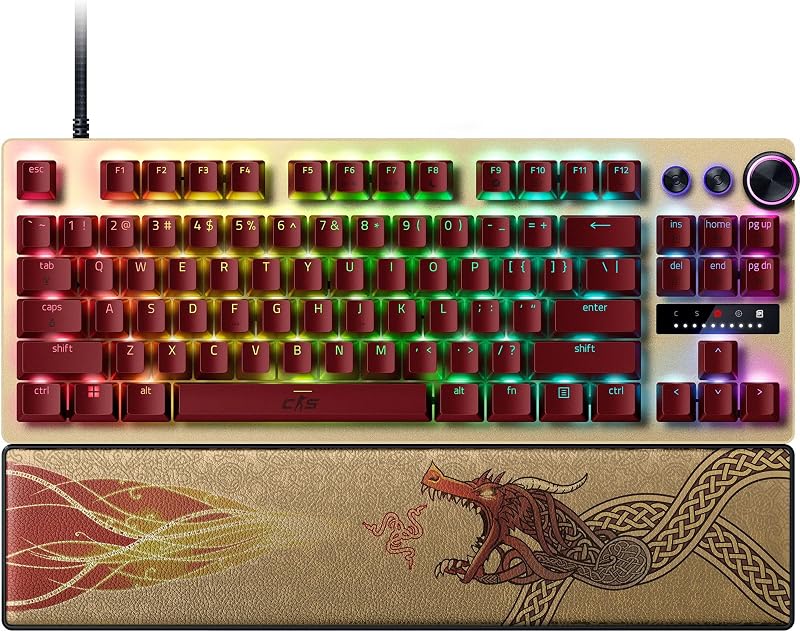 Teclado para juegos Razer Huntsman V3 Pro TKL Esports, edición Counter Strike 2 | Interruptores ópticos analógicos Gen 2, Razer Snap Tap, disparador rápido, accionamiento ajustable, teclas multimedia y dial, teclas PBT