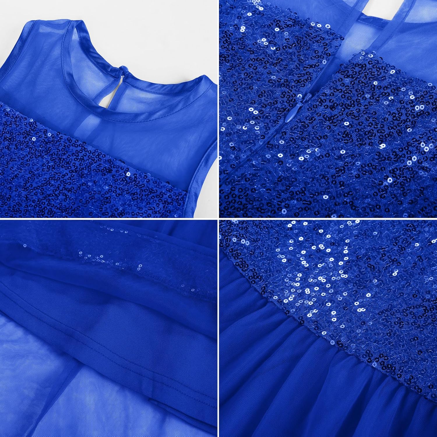 GRACE KARIN Girls Sequin Party Formal Dress Wedding Guest Sparkle Fancy Birthday Tulle High Low Prom Dresses 6-14 Years - Image 5