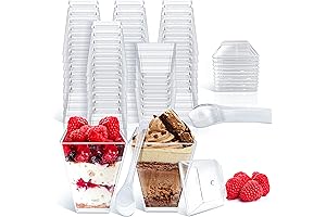 Clear Plastic Treat Cups Set with Spoons and Lids