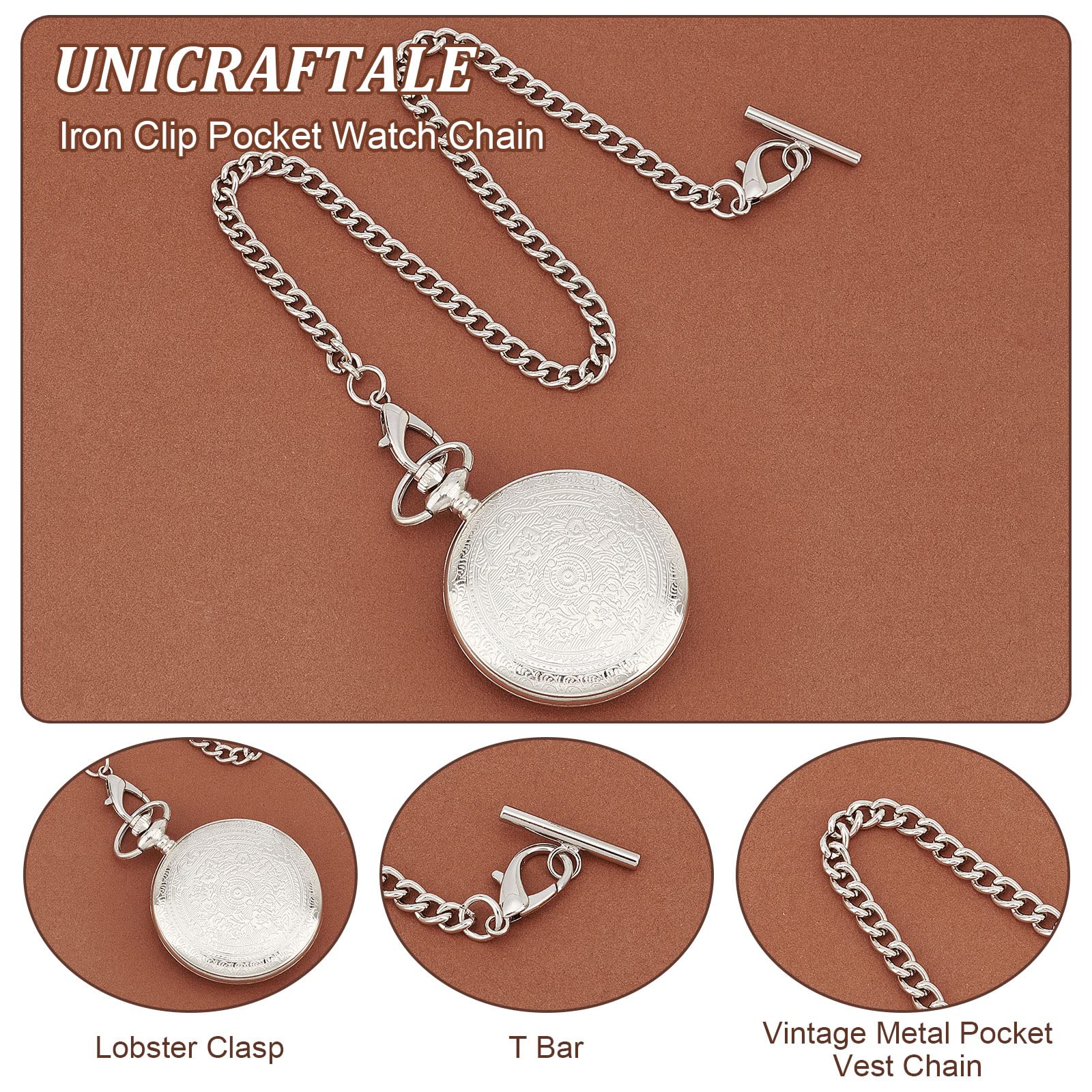 Amazon.co.jp: UNICRAFTALE 約2本 2色 懐中時計チェーン ベスト