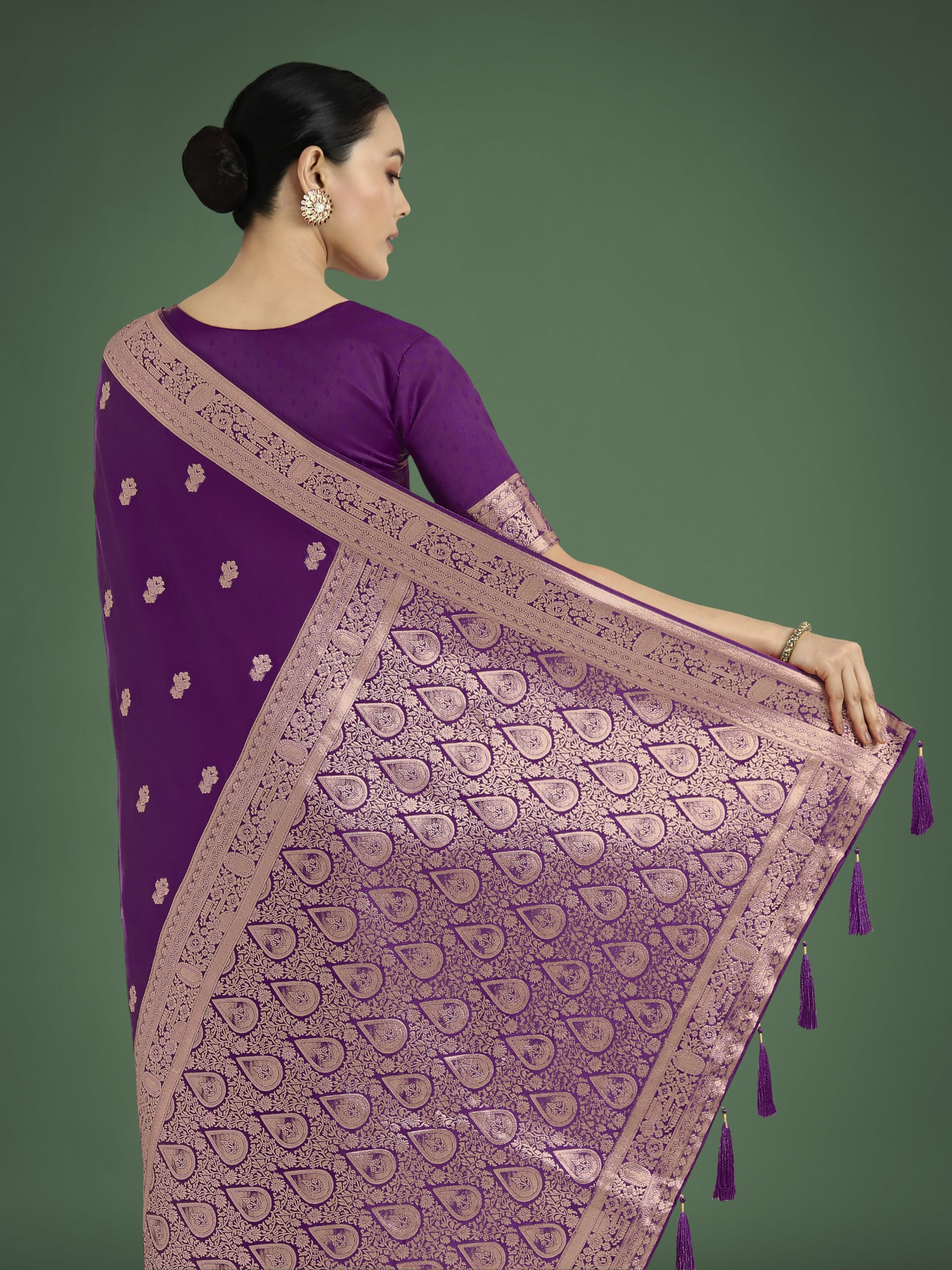 Monjolika Fashion Women's Banarasi Satin Silk Kanjivaram Saree For Wedding With Zari Work, Woven Design, With Unstitched Blouse Piece(14700_Color) product image 7