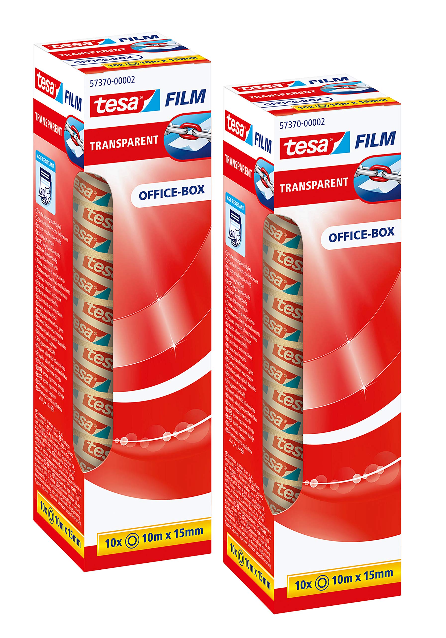 tesa film 57370 transparent, 10m x 15mm, 10 Rollen (2x 10 Rollen)