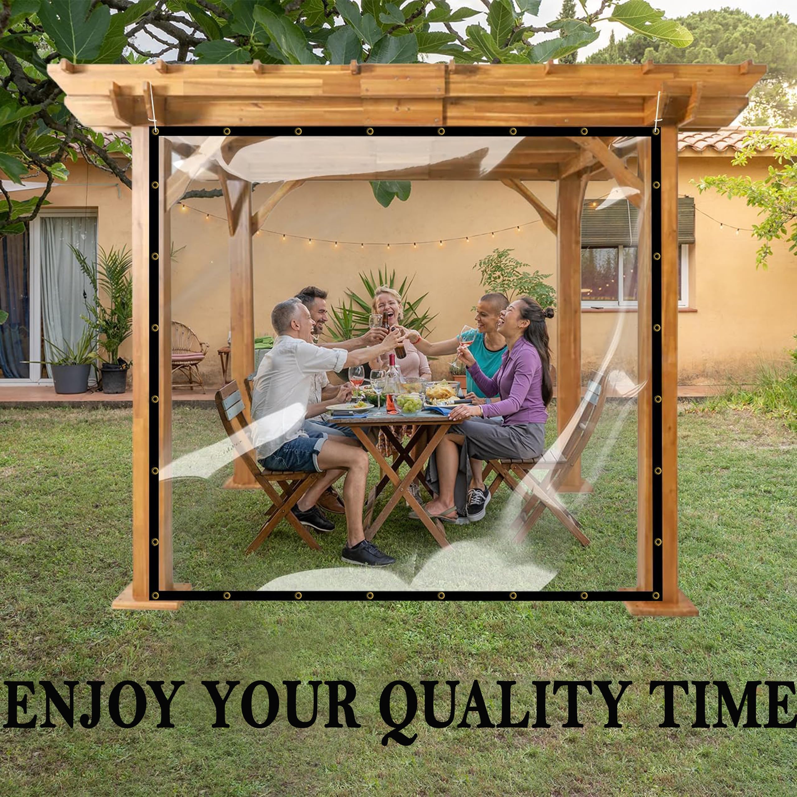 Waterproof Transparent Clear PVC Tarps Canopy Cover with Rust-Proof Eyelet & Polyester Band Used for Indoor and Outdoor Area for Dust, Ac, Wind & Rain(6 X 10 Feet, Pack of 1 Piece — Amazon image 7