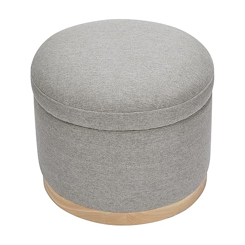 Miniatura 13 de Babyletto Naka - Otomana de almacenamiento en tejido ecológico color crema de alto rendimiento, con base de madera clara, repelente al agua y Crema