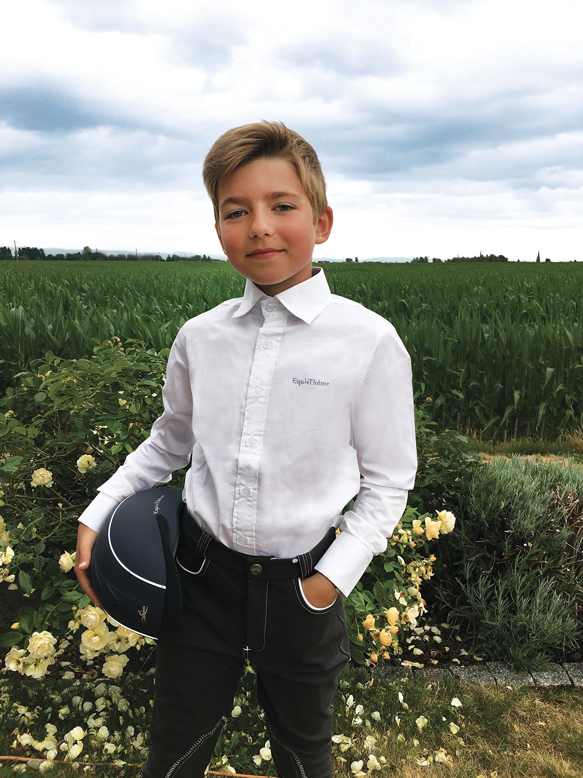 Equi-Theme/Equit'MUnisex's 987133112 Cotton Long Sleeve Shirt, White, One Size