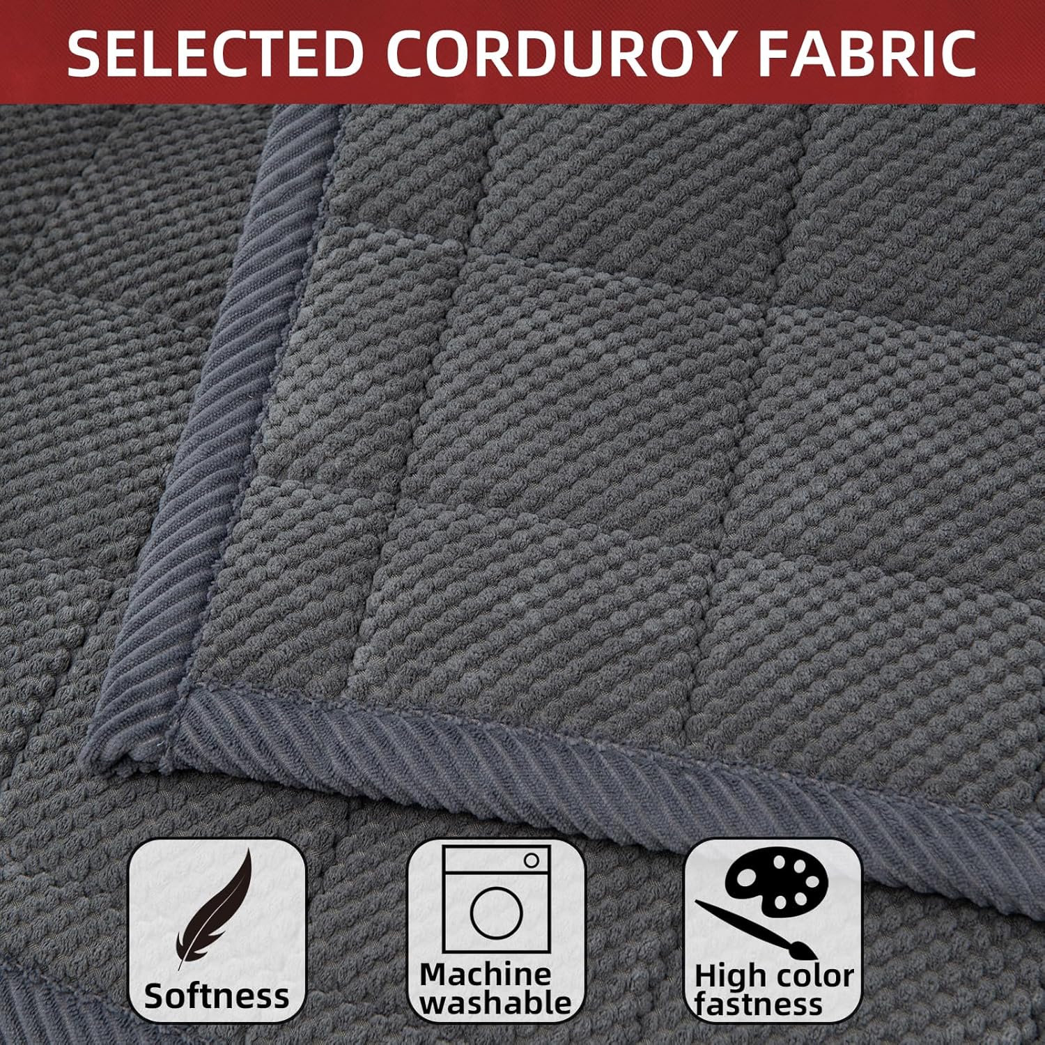 Pet Couch Covers,Couch Cover for Dogs Washable,Anti Slip Dog Sofa Covers Couch Protector Sofa Mat,Seat Cover,Dog Mat,Pet Pad for Furniture 1 Piece (Gray, 21''x39''/Rectangular)
