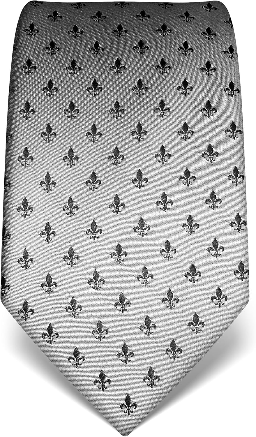 Cravatta Elegante In Seta Vincenzo Boretti - Motivo Fleur-de-Lis, Idrorepellente - Foto 7