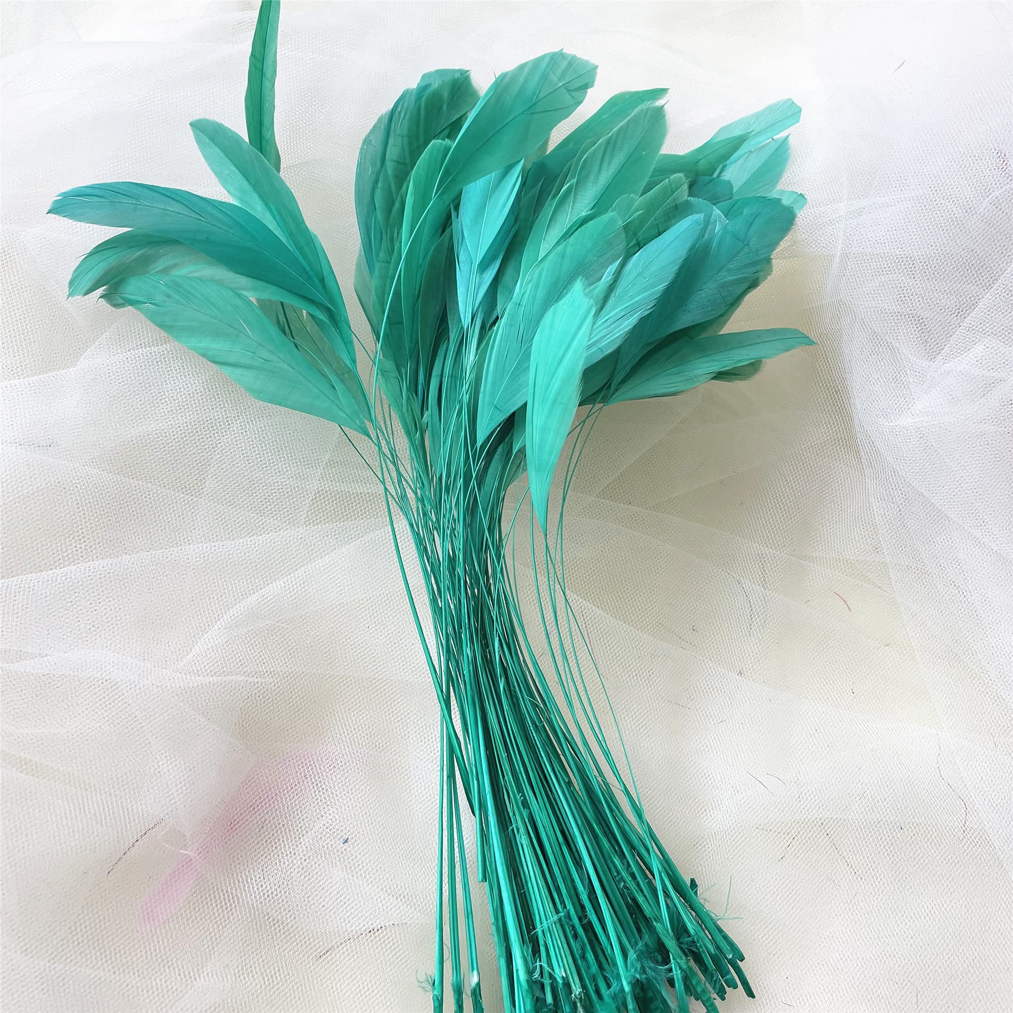 Natural Loose Stripped Coque Feathers for Millinery & Fascinators Hat Making Headpiece Costume Dyed Rooster Feather 5-7" (#06 Gold,10PCS)
