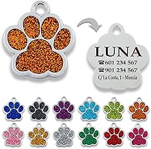 Personalised Dog and Cat Tag – Ideal for Engraving Your Name and Your Contact – Identification Tag Made of Alloy Metal (Orange)