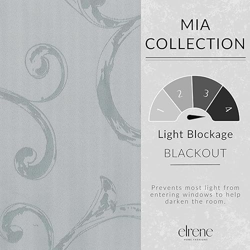 Miniatura 6 de Elrene Home Fashions Mia - Cortina opaca para ventana de jacquard, 52 x 84 pulgadas (1 panel), color azul