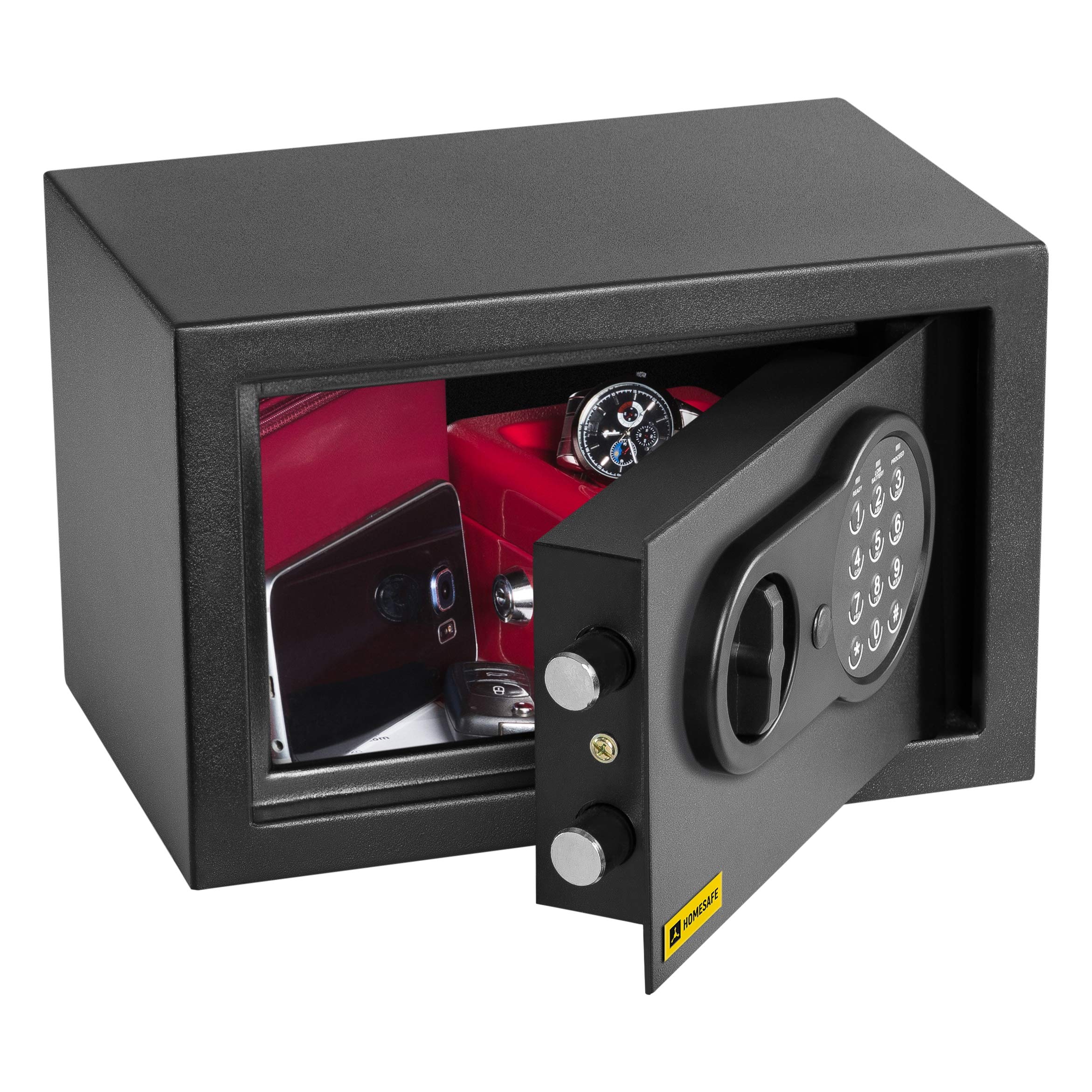 HomeSafe HV20E Cassaforte Piccola con Codice, 20x31x20cm (HxLxP), Cassaforte da Armadio Digitale con Combinazione Elettronica, Cassetta di Sicurezza per Soldi e Gioielli, Sicurezza Domestica
