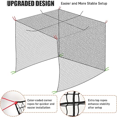 Miniatura 4 de Baseball Batting Cage Net, 10x10x10 10x10x2010x10x35ft Softball Baseball Batting Netting for Backyard, Portable Hitting Practice Training Only Net