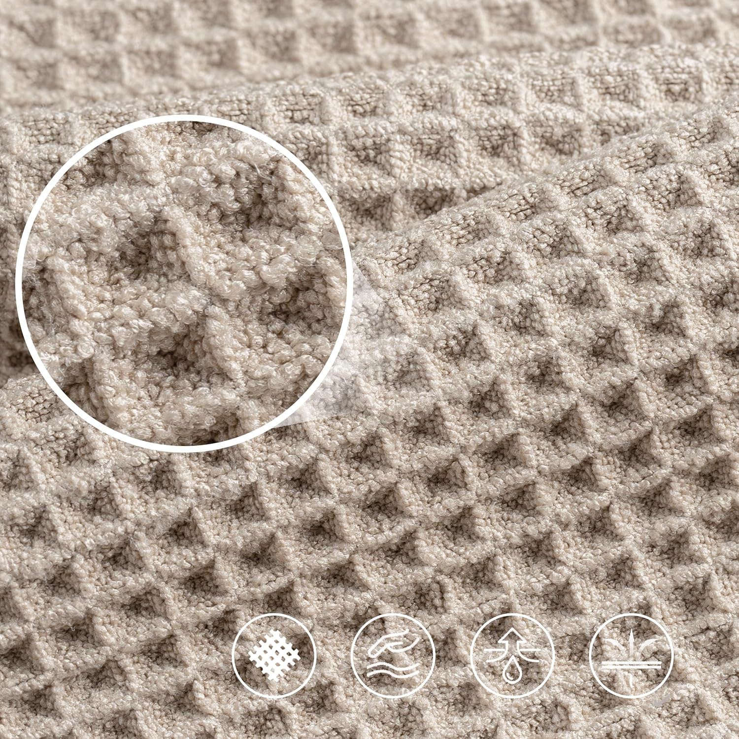 POLYTE 430 GSM Microfiber Oversize Quick Dry Lint Free Bath Towel, 60 x 30 in, 4 Pack (Waffle Weave) - Image 5