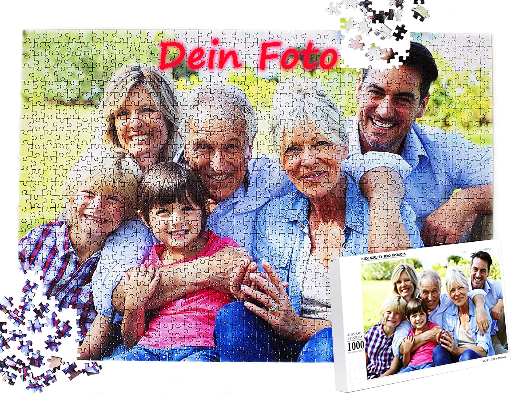 AptoFunWooden Puzzle 1000/500/300/120 Pieces with Own Picture, Personalised Wooden Puzzle for Bigger Children or Adults, Wooden Puzzle Gift (1000)
