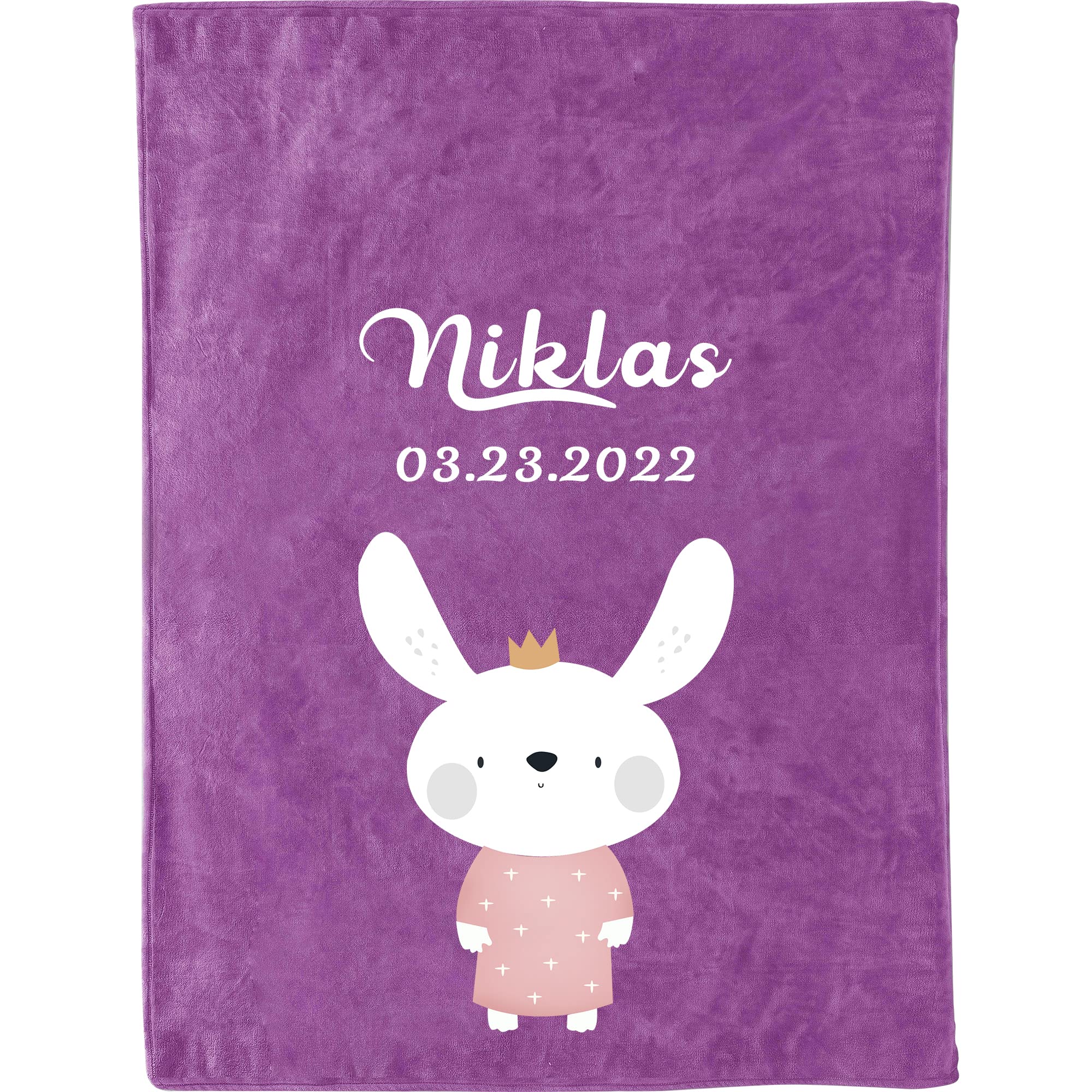 S&H&OU Personalized Baby Blanket for Girls and Boys Customized Name Blanket Information from Newborn Baby's Name Blankets with Animal Fuzzy & Fleece Plushing Gift for New Born Baby, New Dad Mom