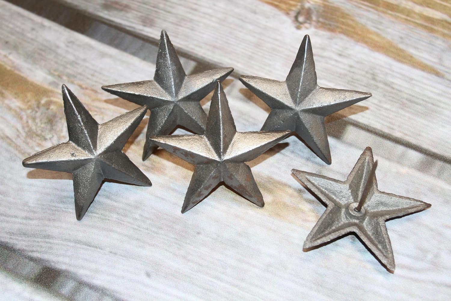 14 - Rustic Hand Forged Star Clavos, Decorative Iron Nail Head, 3.5 Inch Width, Raw Metal Finish, 1.625 Inch Stem, Country Style, Star Nails, SN-3.5