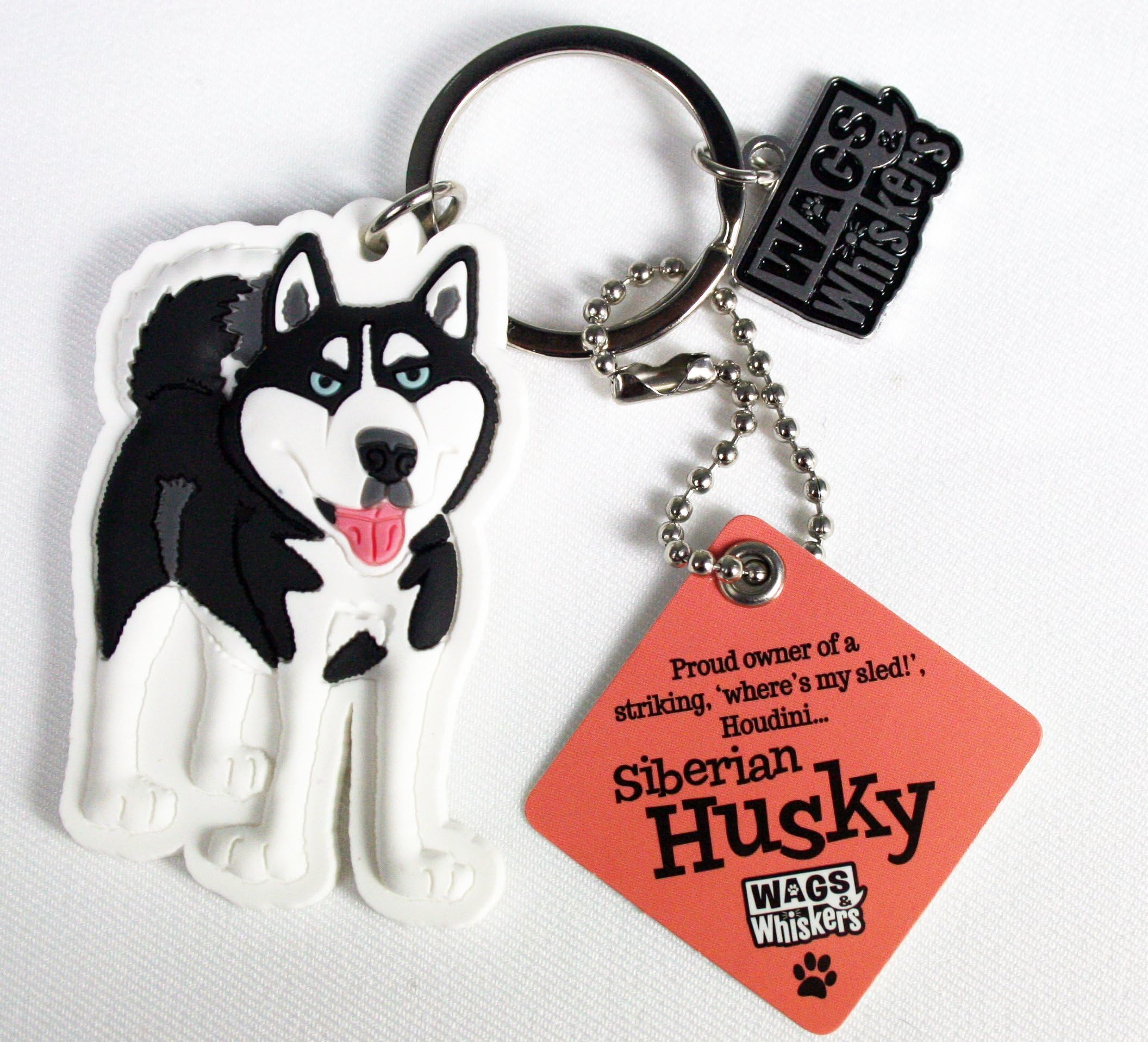 Wags and Whiskers Siberian Huskies Key Chain with Keyring/Key Holder (886767145716)