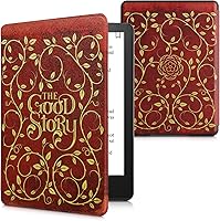 Vista 19 de kwmobile Funda compatible con Yaxa Kindle Paperwhite 11. Generación 2021 - Funda para lector electrónico - Libros y páginas Beige/Marrón/Dorado