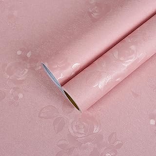 CHIHUT カッティングシート 壁紙シール 剥がせる壁紙 30cmx12m 花柄 ローズ柄 北欧 ピンク リフォーム 補修 防水 汚れ防止 耐熱 エンボス加工 ふすま紙 おしゃれ 模様替え キッチン トイレ 玄関 子供部屋 リメイクシート 装飾シート 家具シート DIY キャビネット テーブル 化粧台 化粧ケース 多用途 シルク調 接着剤不要