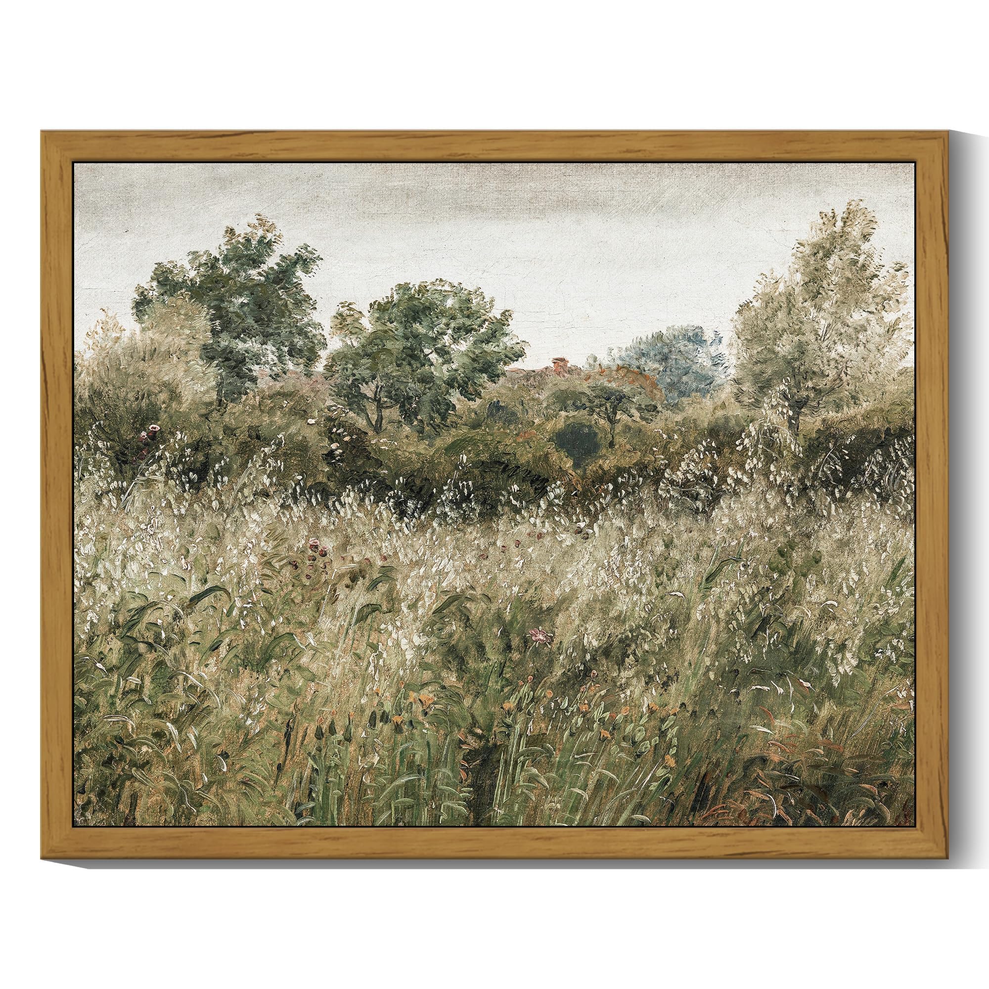 SHENIFY Vintage Landscape Framed Wall Art Meadow Scenery Farmhouse Decor Retro Painting for Living Room Bedroom Ready to Hang Wall Artwork - 8x10in