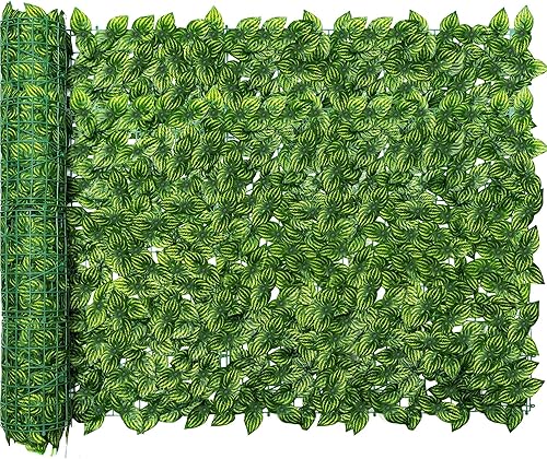 Jinwu Rejilla de hiedra artificial para valla de privacidad, seto de hiedra sintética artificial de 120 x 60 pulgadas, valla de privacidad sintética