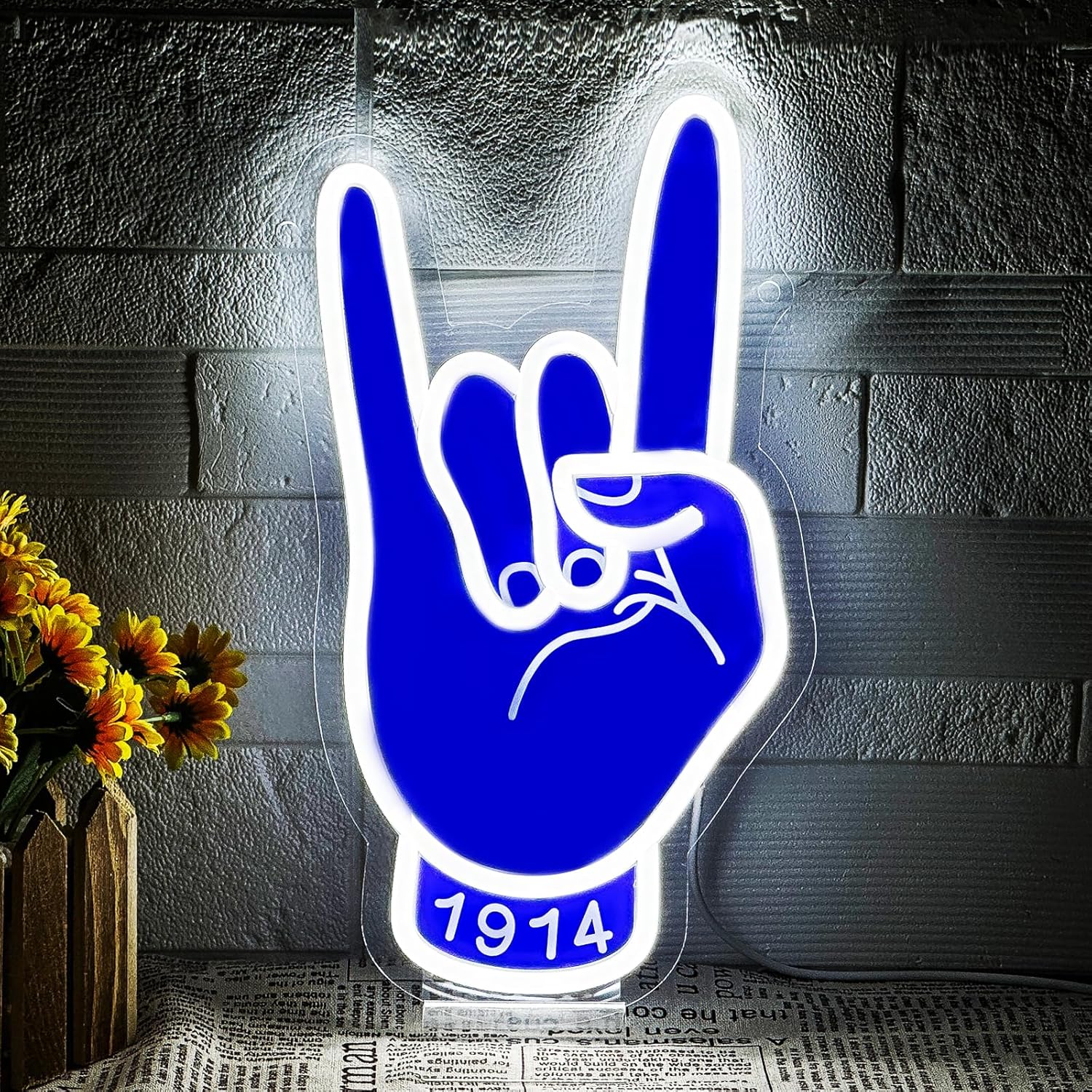 Fraternity Sorority Neon Signs for Wall Decor, Dimmable Sign for Bedroom Home Party Decor(Blue 1914)