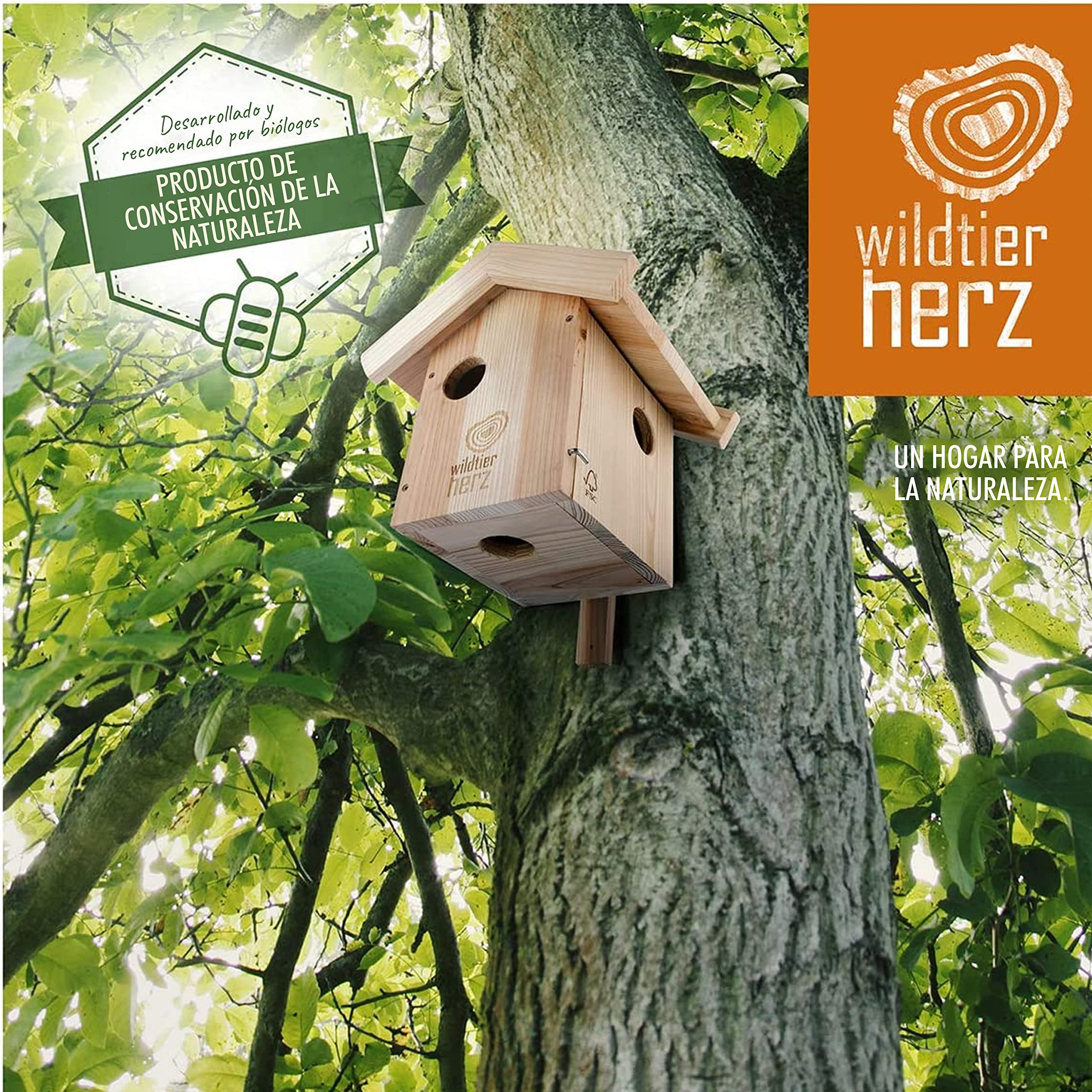 wildtier herz I Ardilla Kobel – Nido para Ardilla de Madera Maciza atornillada, casa de Ardilla y Caja Nido para Colgar en el jardín