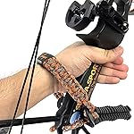 SUNYA Bow Wrist Sling, Full Grain Leather Yoke On Bow Stabilizer, 550 Paracord Handmade, Metal Grommet Fit for Archery Compound Bows (Orange Black Camo 14-219)
