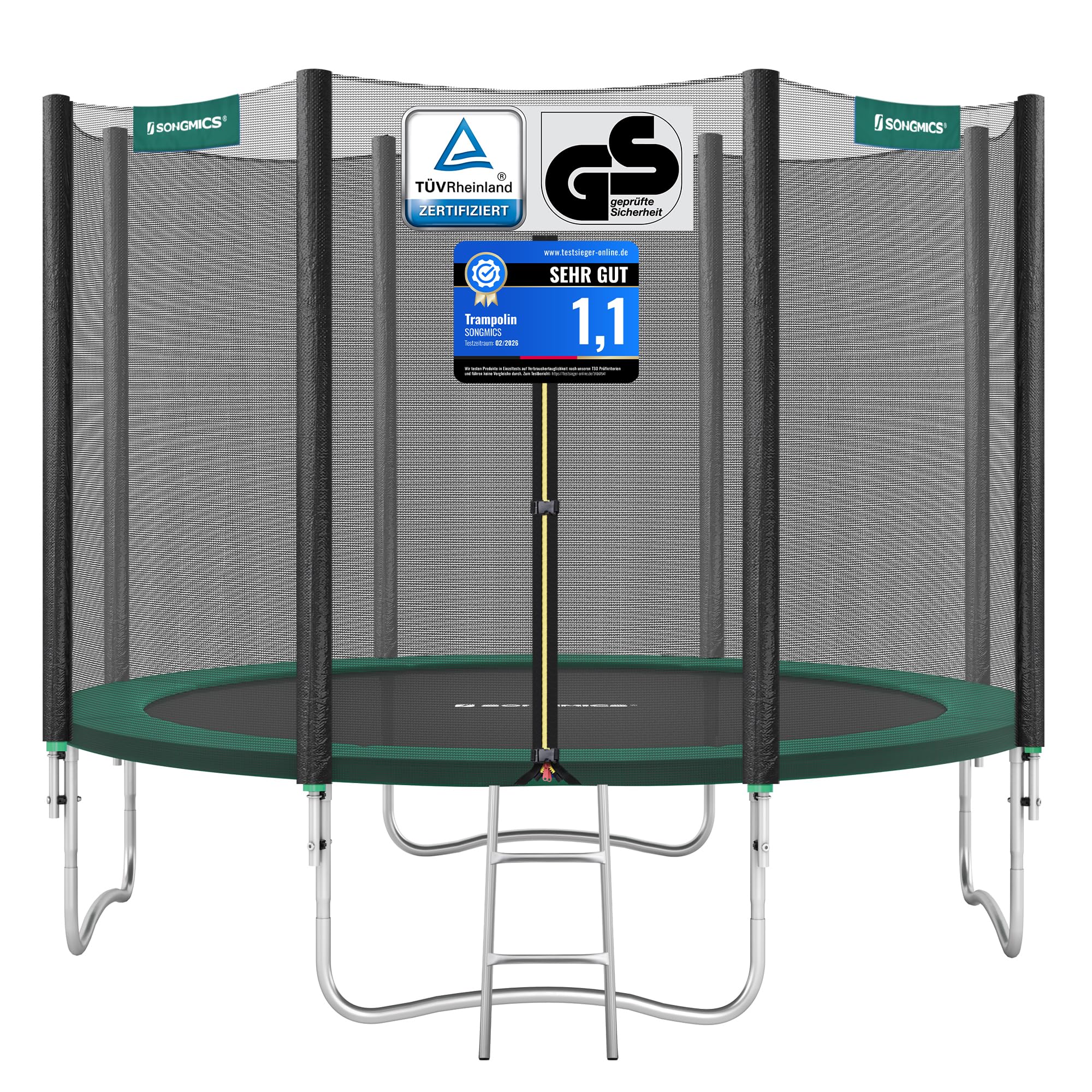 SONGMICS Gartentrampolin Ø 305 cm für Kinder mit Sicherheitsnetz