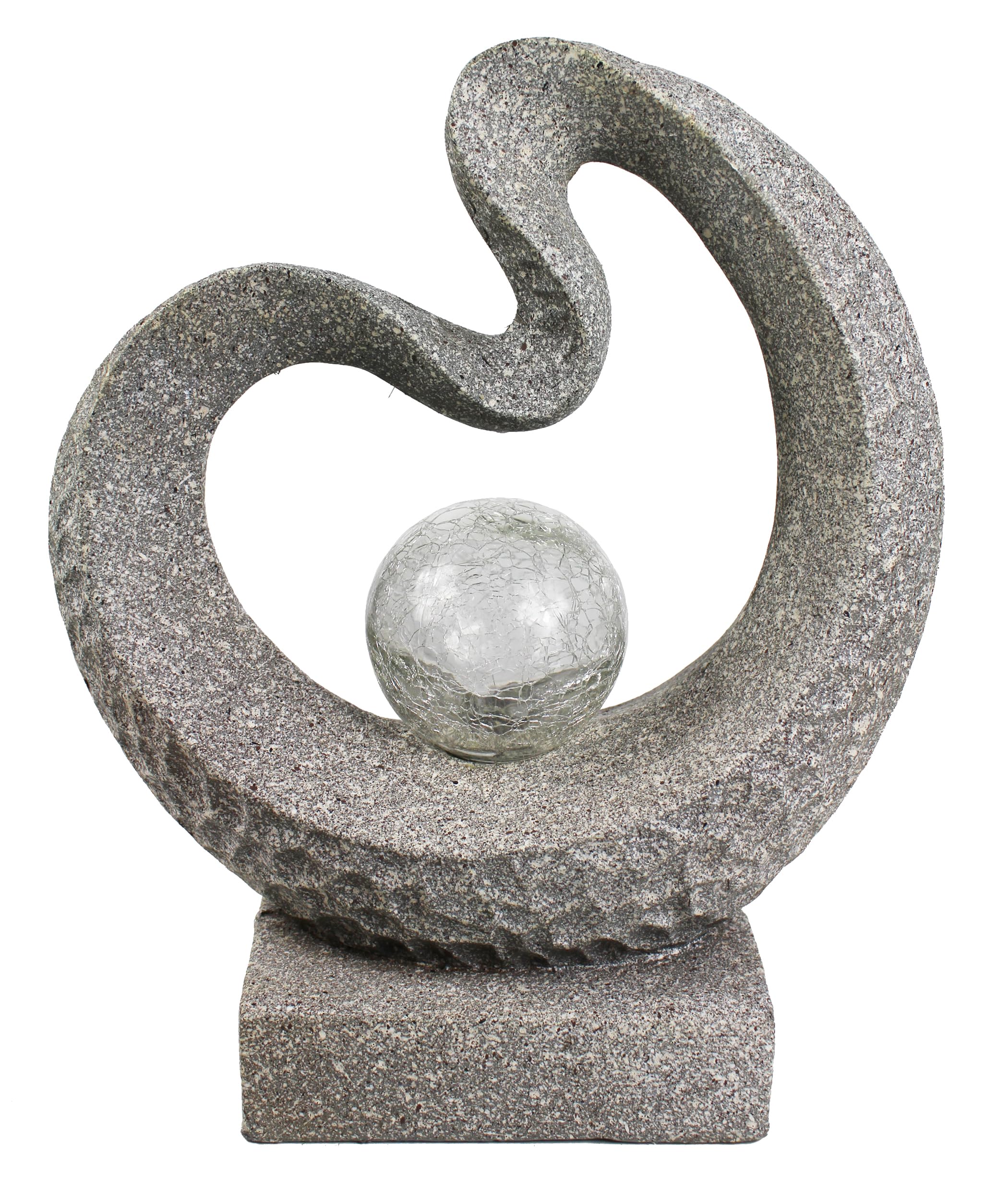 Arnusa Scultura a luce solare aspetto granito lampada solare moderna 33,5 x 39 cm statua da giardino con sfera di vetro illuminazione da giardino bianco caldo decorazione da giardino