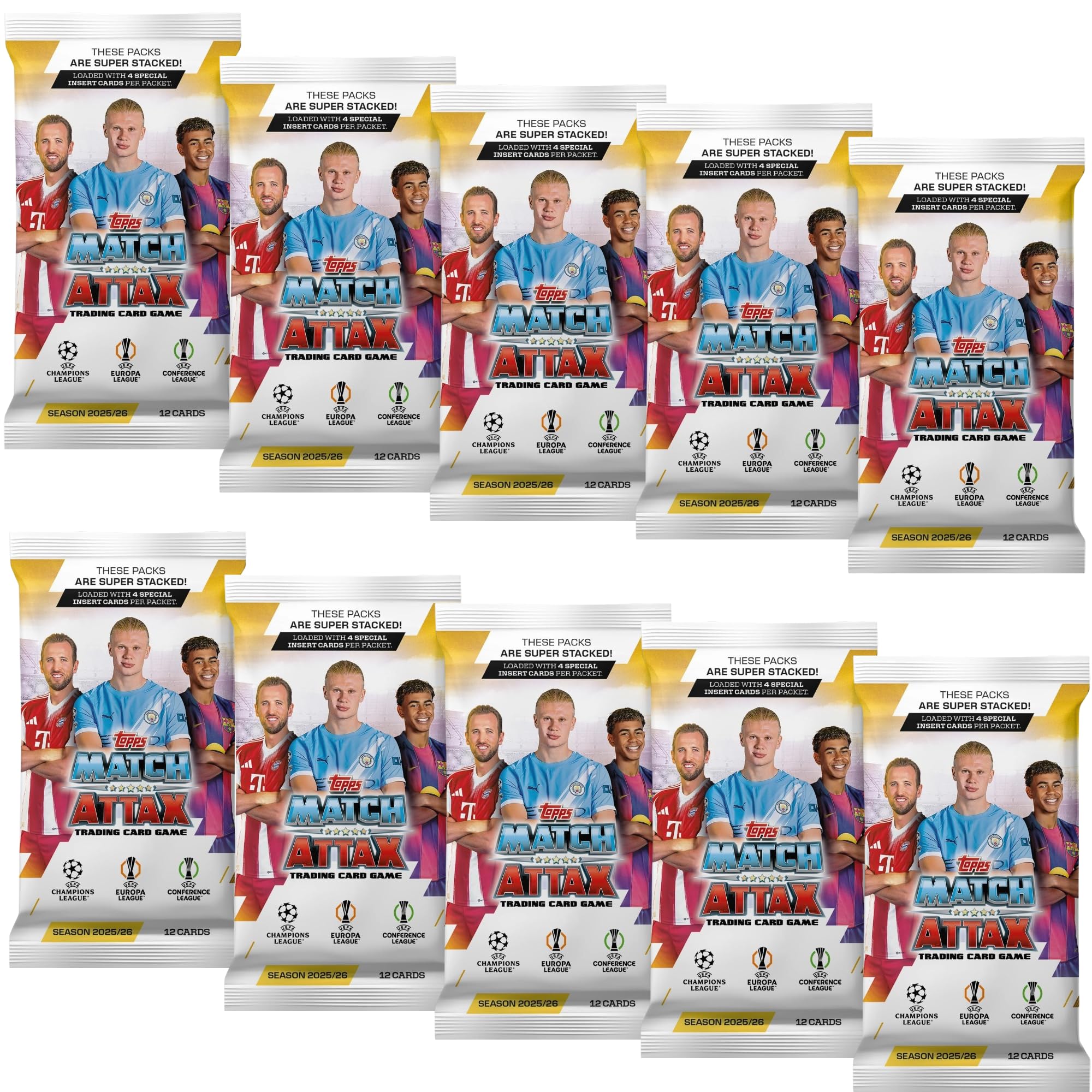 Topps Match Attax Champions League 25/26 10 Booster = 120 Karten | UEFA Champions League Trading Cards, Geschenk für Fußballfans