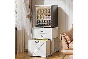 PAKASEPT Farmhouse Mini Fridge Stand with Storage Cabinet