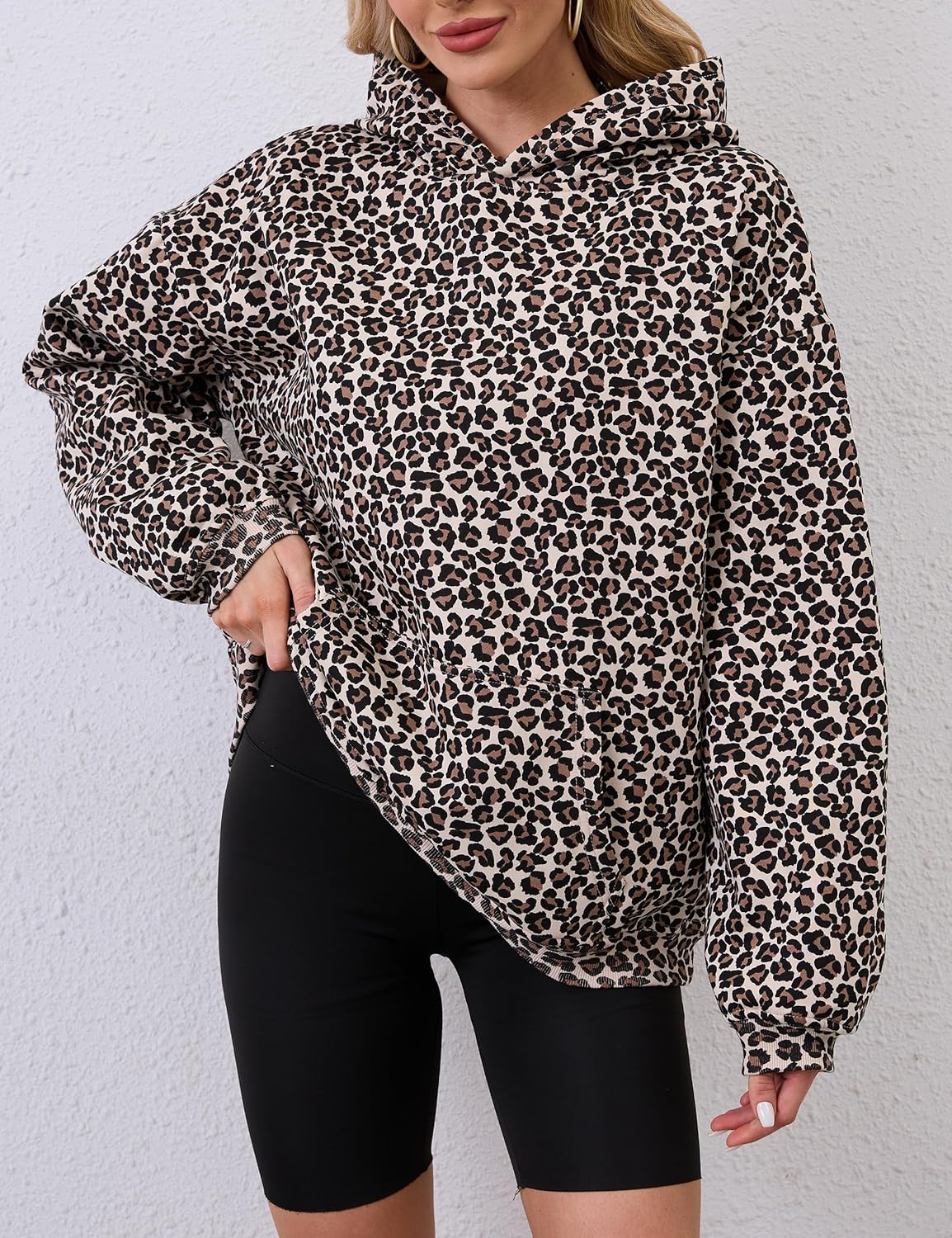 Camo Hoodie For Women Oversized Long Sleeve Drop Shoulder Fleece Hooded Sweatshirt Pullover With Pocket Outfits - Image 5