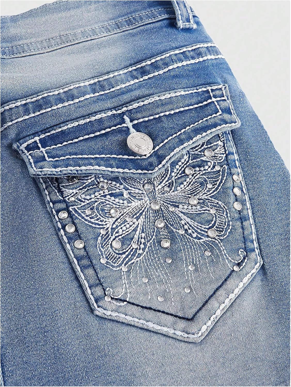 Floerns Women's Y2k Butterfly Denim Skirts Low Waist Stretch Bodycon Mini Skirt