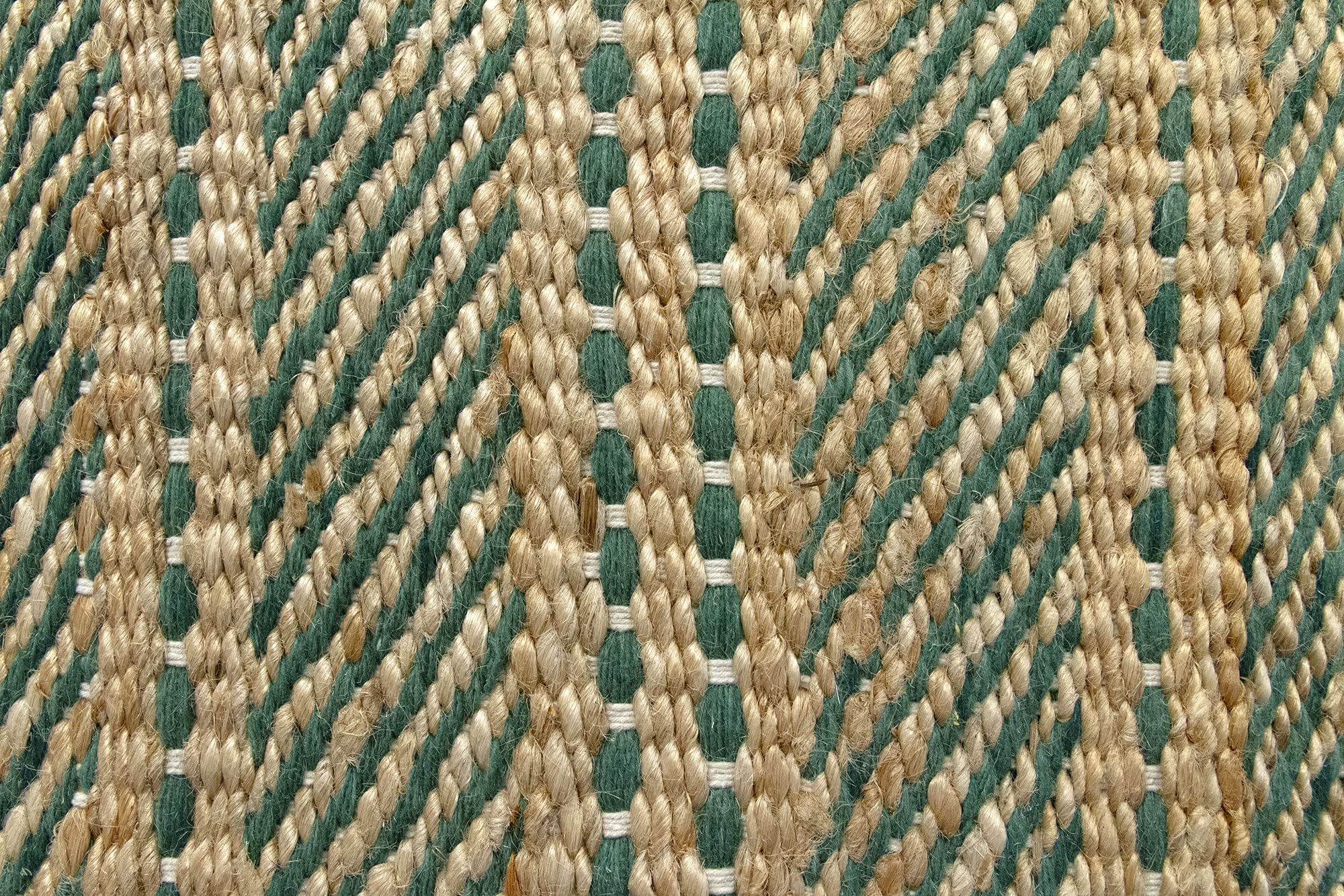 HAMID - Packen 2 Teppiche Woll- und Jute-Teppich Olivia, Handgewebter Woll-Jute-Teppich für Wohnzimmer, Schlafzimmer, Natürliches Grün, (40 x 60 cm)