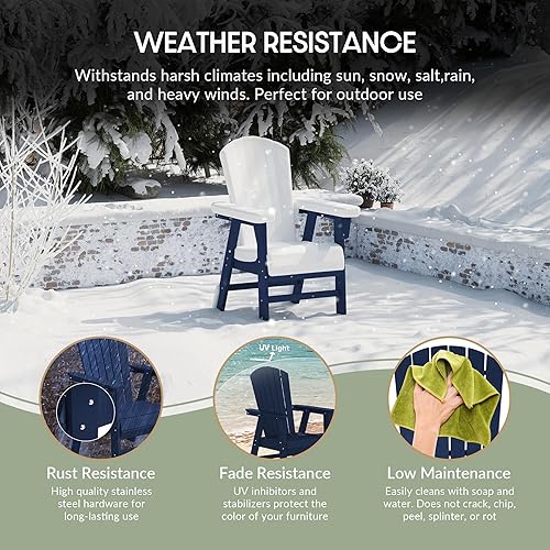 Miniatura 3 de WestinTrends Dylan Dylan - Silla de comedor Adirondack para patio al aire libre, resistente a la intemperie, color azul marino