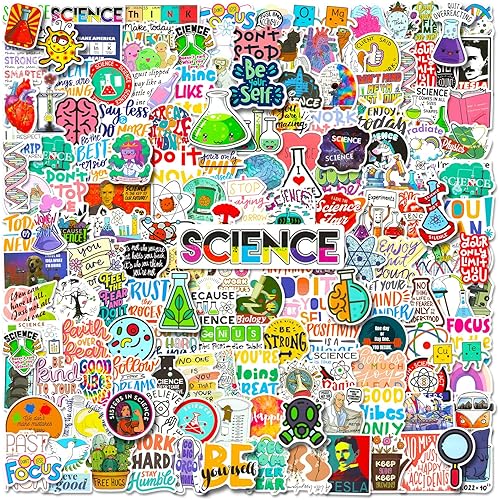 200 calcomanías de ciencia, calcomanías de laboratorio de ciencias para niños profesores, física, biología, química, experimento de matemáticas,