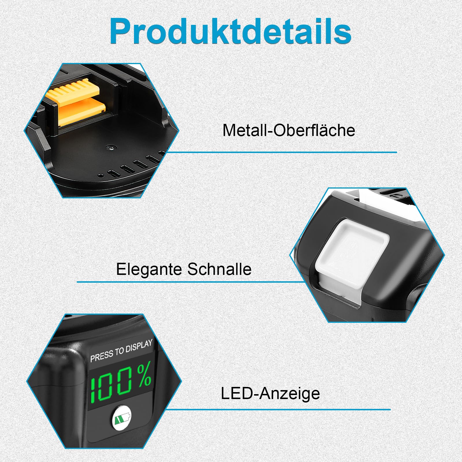 QUPERR 18V 9000mAh Ersatzakku für Makita 18V Akku Werkzeuge | Mit LED-Ladeanzeige, hoher 9,0Ah Kapazität und Mehrfachschutz für längere Laufzeit und zuverlässige Leistung