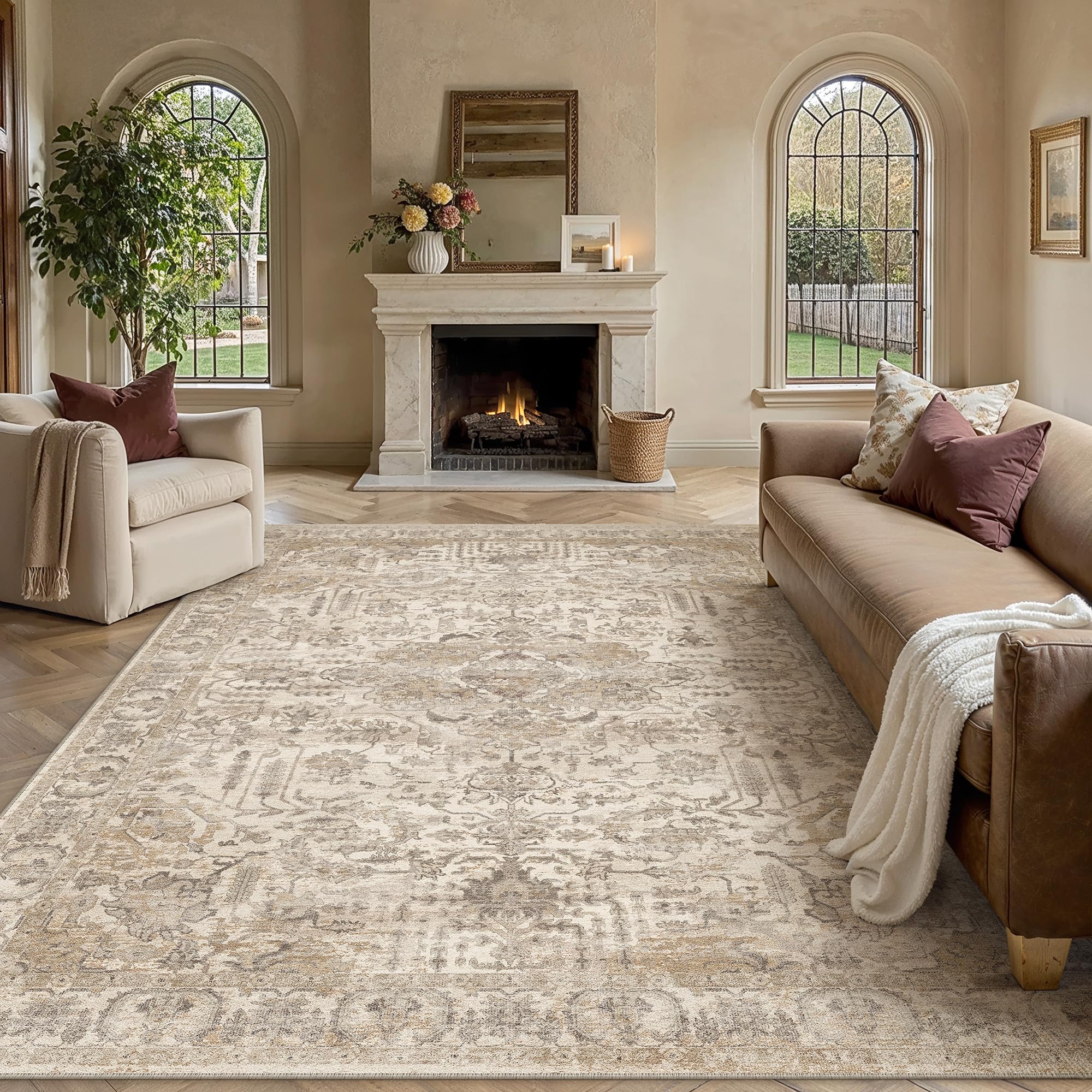 PureCozy Rugs Living Room Beige 240x300cm Non Slip