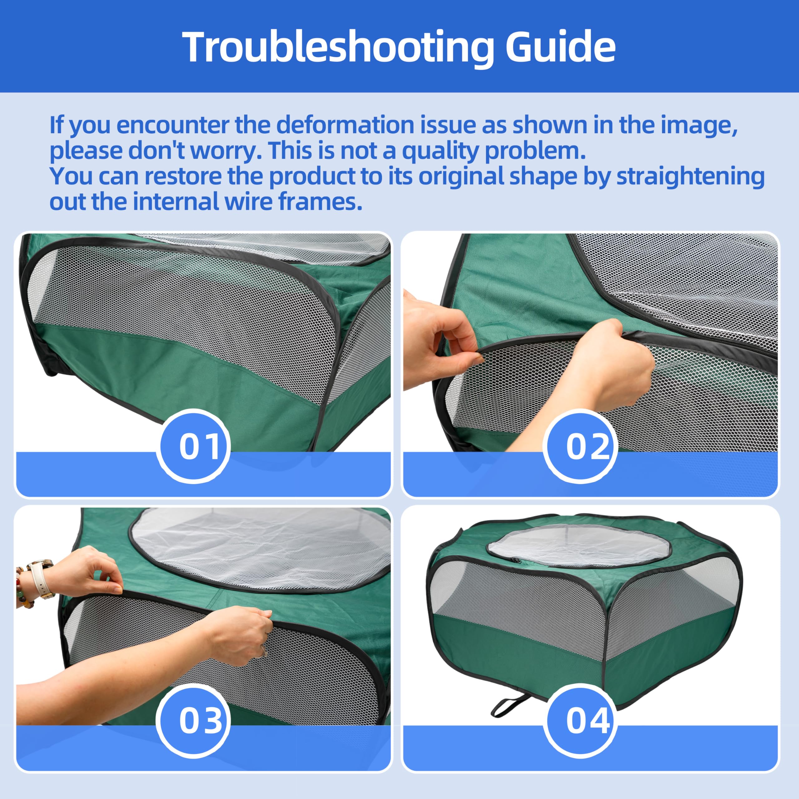 Tente de jeu robuste pour petits animaux : fond imperméable et housse en maille pour poulet, couveuse, lapin, chaton, cochon d'Inde, rat, hamster, chinchilla, hérisson, furet pliable pour