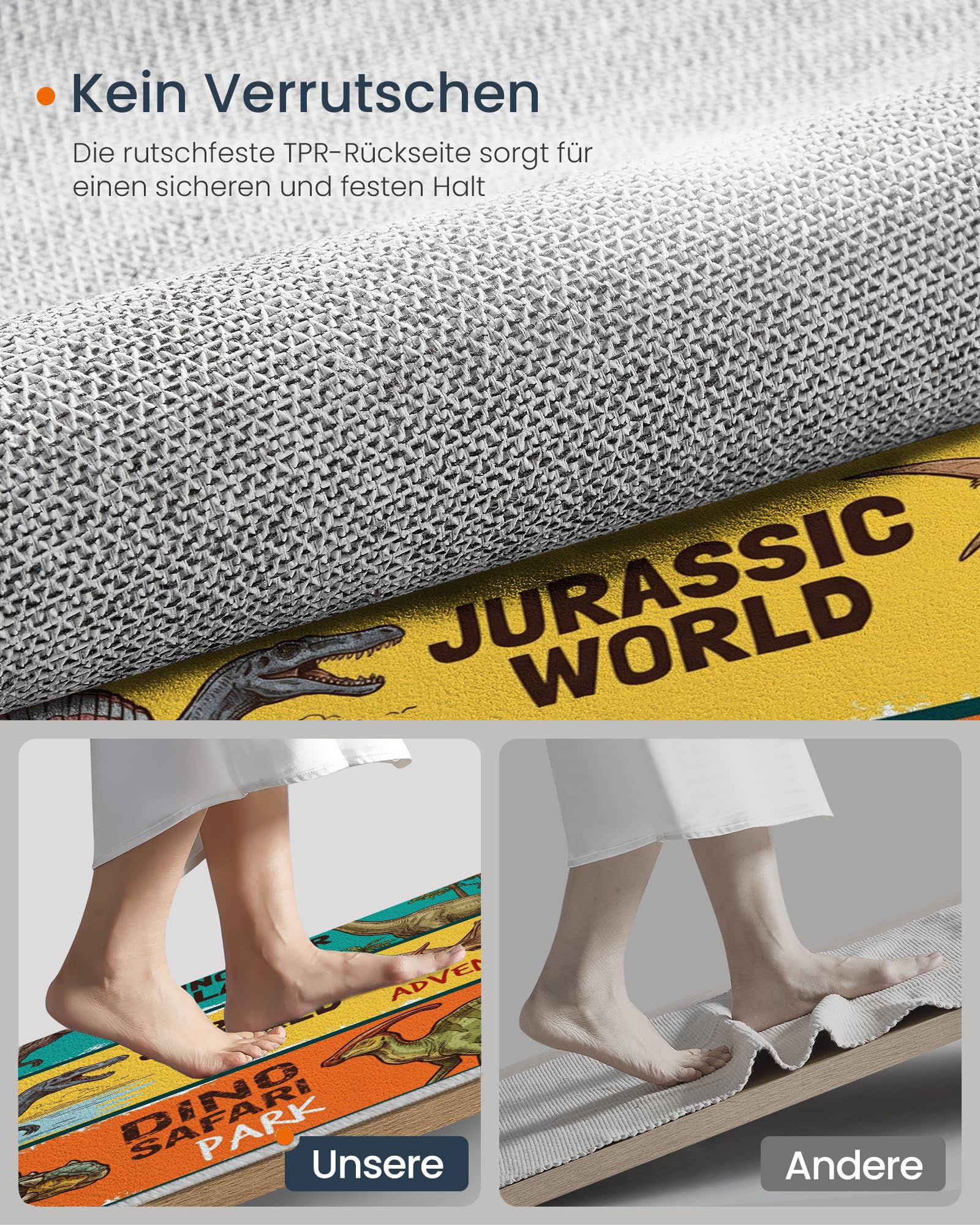 Wildtiere Dinosaurier Teppich Rund 100cm, Weicher Rutschfester Prähistorisch Illustration Teppiche, pflegeleicht strapazierfähig Mehrfarbig Teppich, für Kinderzimmer Babyzimmer Wohnzimmer Flur
