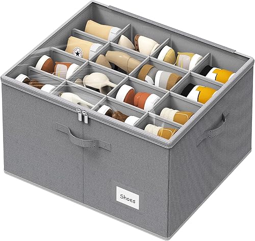 Organizador de zapatos para armario, tablero de polipropileno lavable de tela Oxford, grande, hasta 16 pares, caja de almacenamiento de zapatos,
