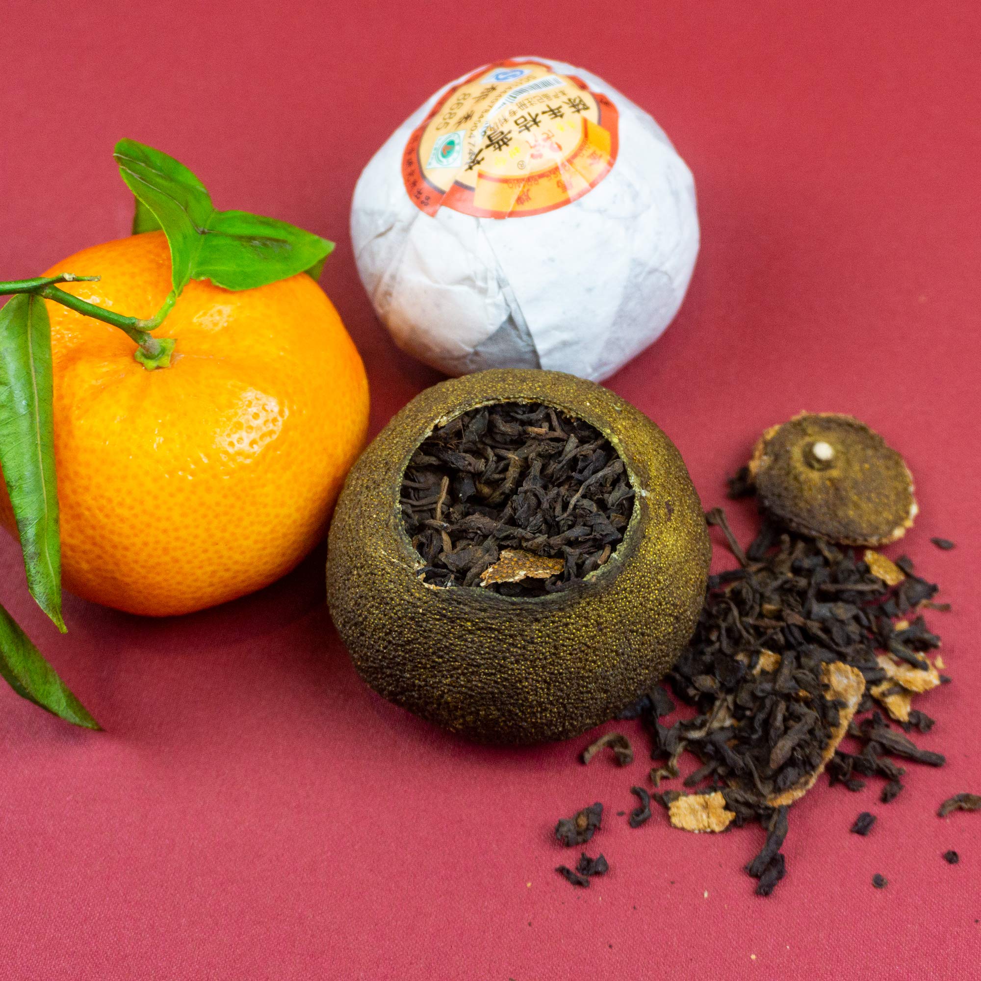 Shou Pu-Erh Tee Xiaoqing Mandarine aus Guangdong, China | Traditioneller chinesischer Pu-Erh Tee in der Mandarine gereift (50 g)