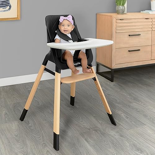 Miniatura 6 de Dream On Me Nibble - Silla alta compacta de madera en color rosa peso ligero portátil funda de asiento extraíble I bandeja ajustable I bebé y niño