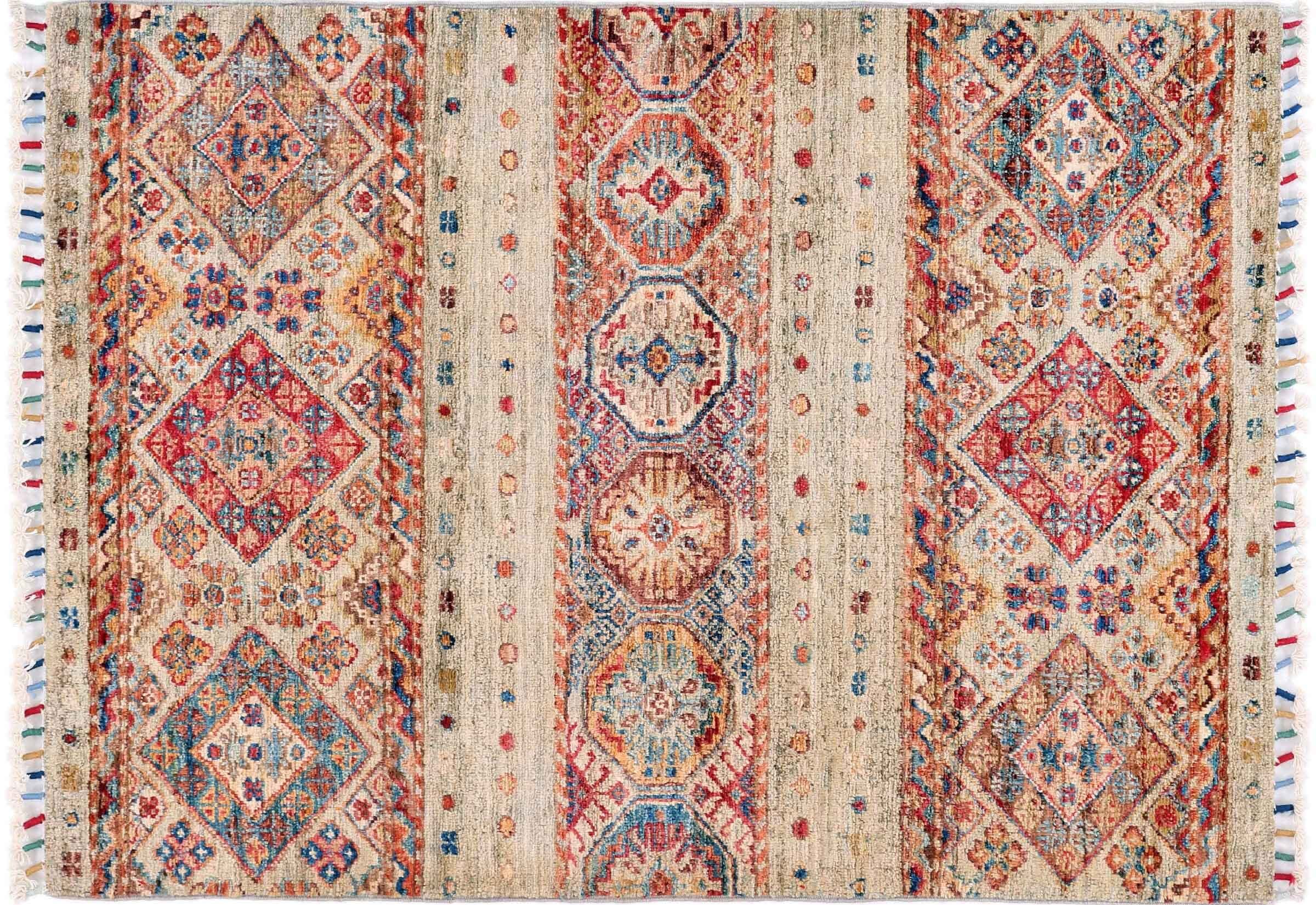 Tapis afghan Ziegler Khorjin beige 80x120 cm pour sol froid