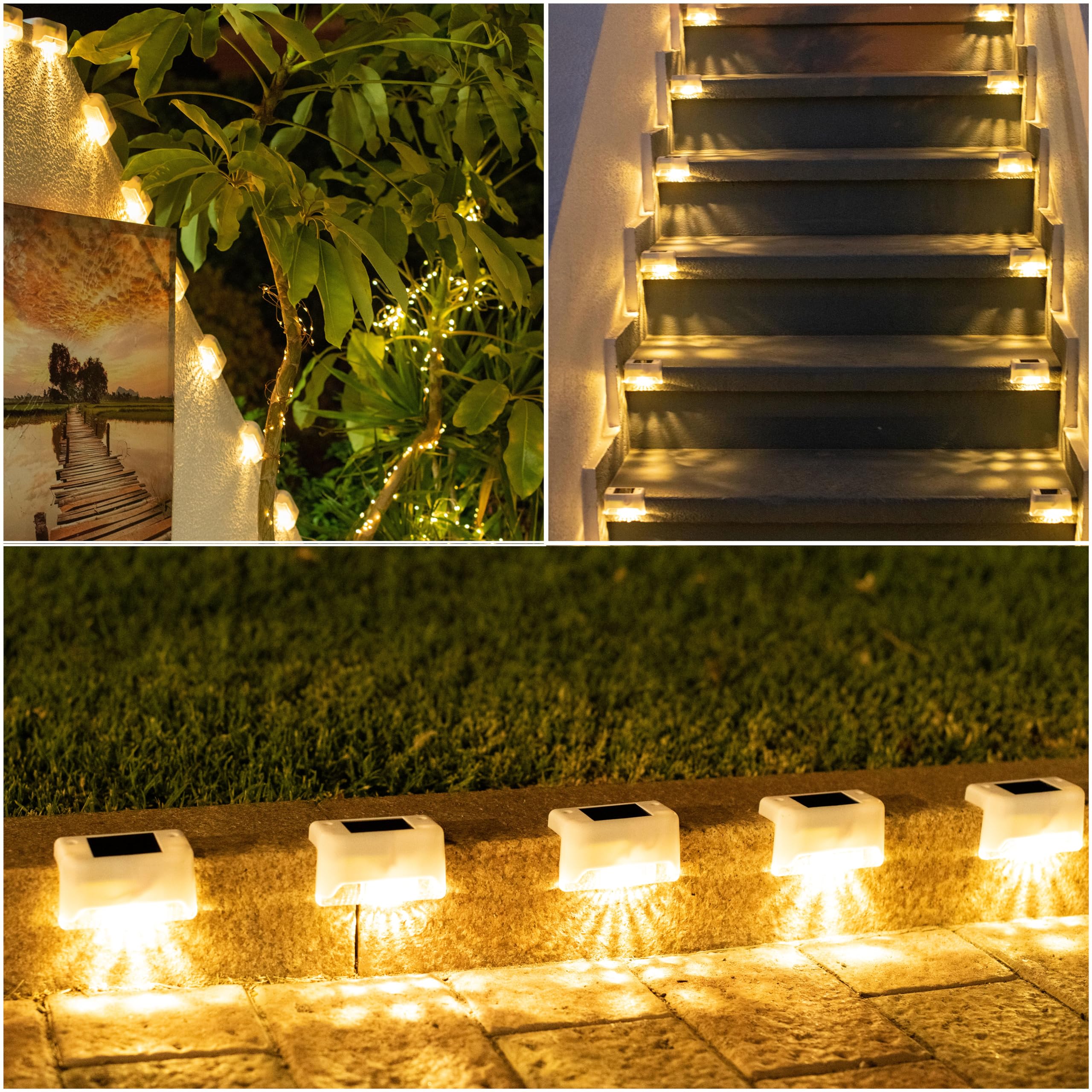 6 Luci Solari Per Recinzione, Luci Solari Esterne Impermeabili IP65 Con 2 Modalita Luci Solari Da Giardino Per Recinzione Cortile Decorazione 91294456